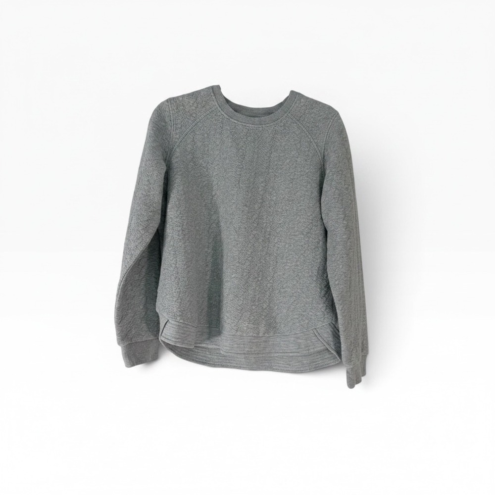 Orvis Womens Gray Quilted Crewneck Sweatshirt Raglan Long Sleeve Pullover Medium